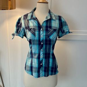Le Tigre vintage top plaid retro pinup S/M EUC